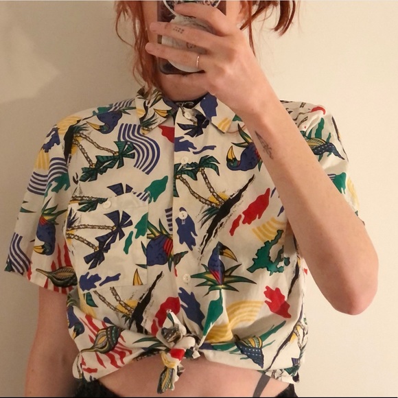 Vintage Tropical Hawaiian Party Button-up Shirt - Picture 1 of 4